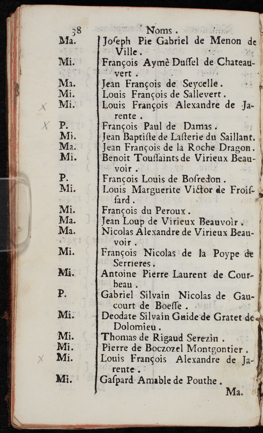 Listes des messieurs les chevaliers des trois vénérables langues de Provence, Auvergne, et France, Faittes en 1761. Malta: Niccolò Capaci, 1761.