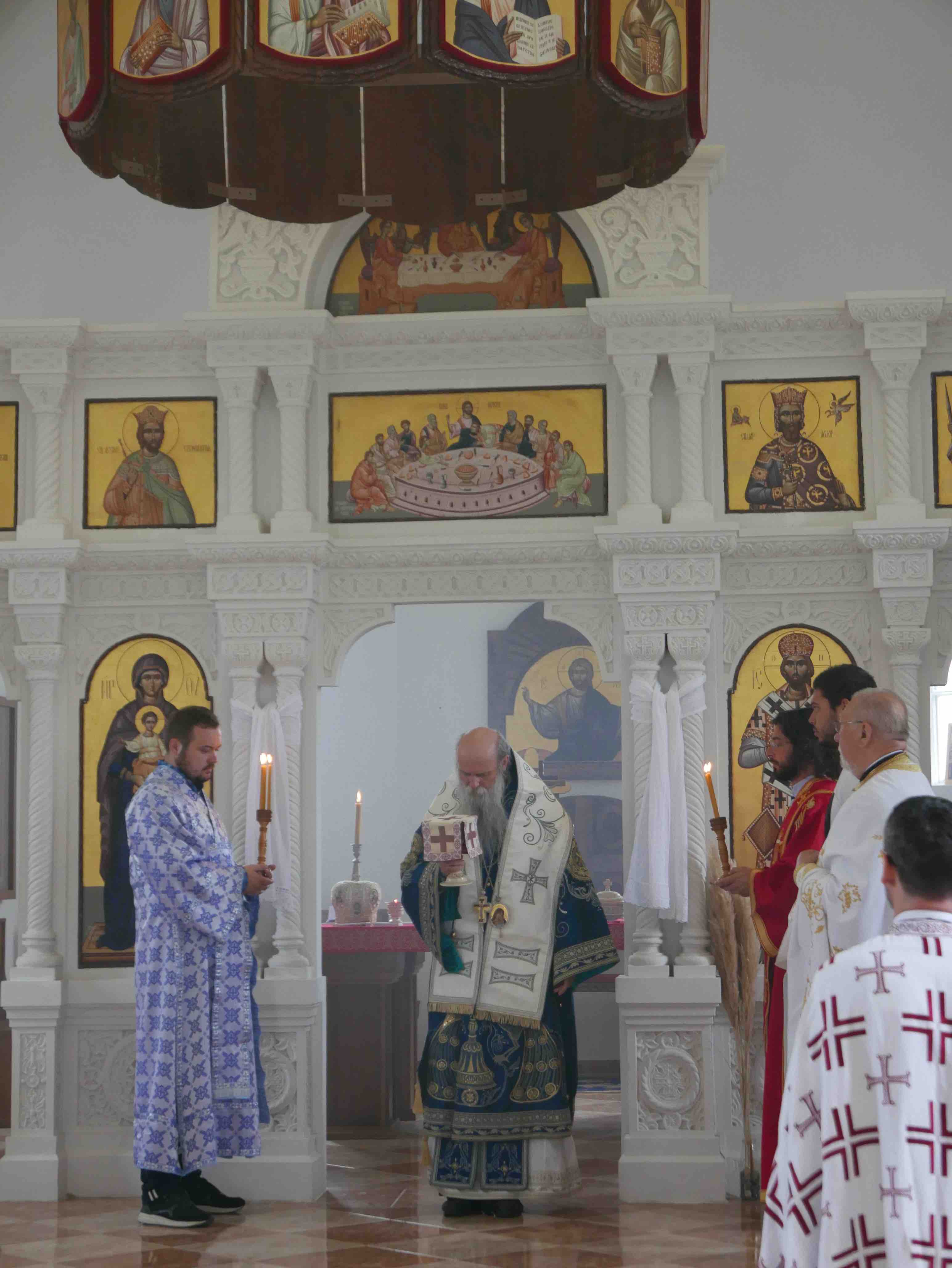 Bishop Jovan Ćulibrk celebrates the Divine Liturgy in the Serbian Orthodox cathedral at Pakrac