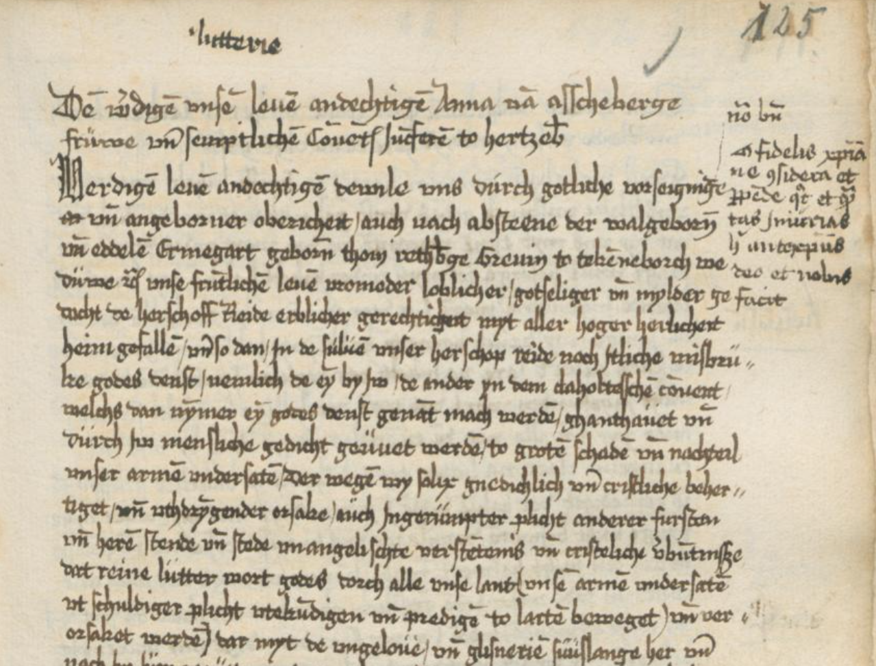 Count Konrad von Tecklenburg’s letter to Abbess Anna von Ascheberg